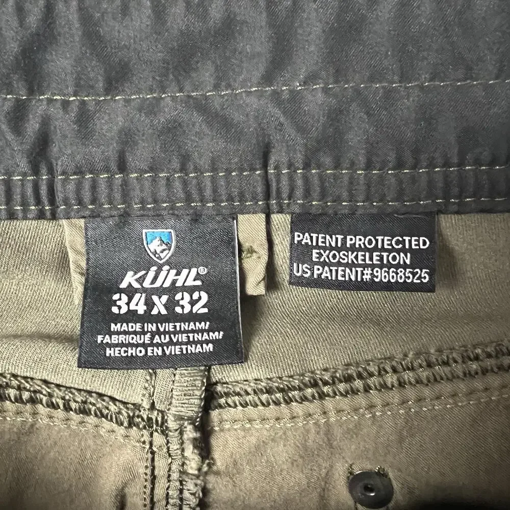 Kuhl Radikl Pants Mens 34X32 Green Cargo Stretch Comfort Hiking Outdoor